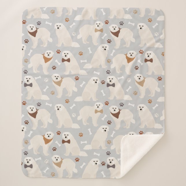 Gran manta Sherpa de los Pirineos y los huesos (Anverso)