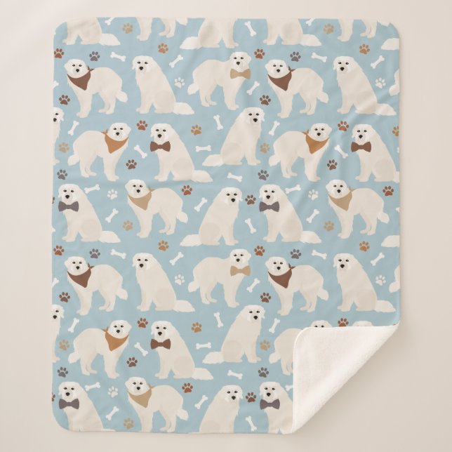 Gran manta Sherpa de los Pirineos y los huesos (Anverso)