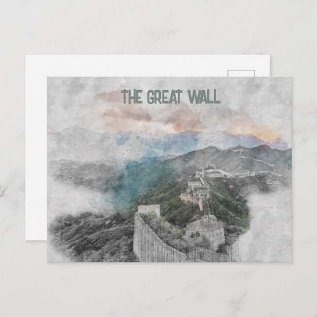 Gran Muralla acuática de la postal de China - hist (Anverso / Reverso)