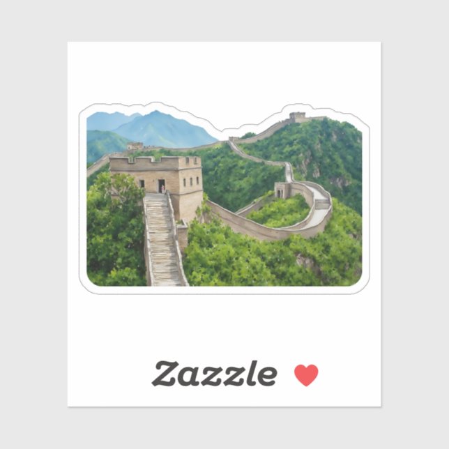 Gran muralla de la acuarela Pegatina de China (Hoja)