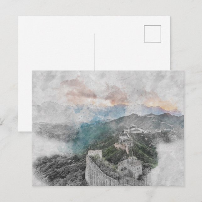 Gran Muralla de la China de postal - Histórica (Anverso / Reverso)