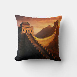 Gran Muralla del Cojín decorativo del atardecer de