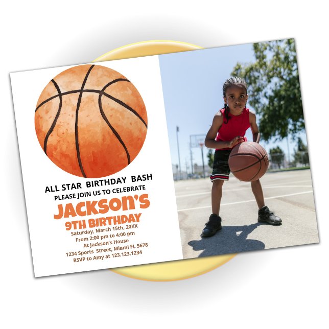 Gran Naranja Baloncesto Invitaciones al cumpleaños (Subido por el creador)
