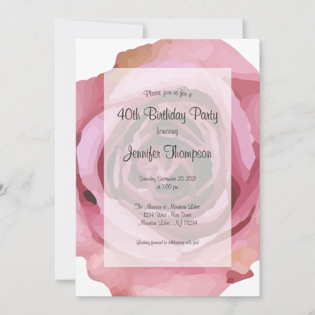 Gran negrita Rosa Primavera Púrpura Invitación de  (Anverso)