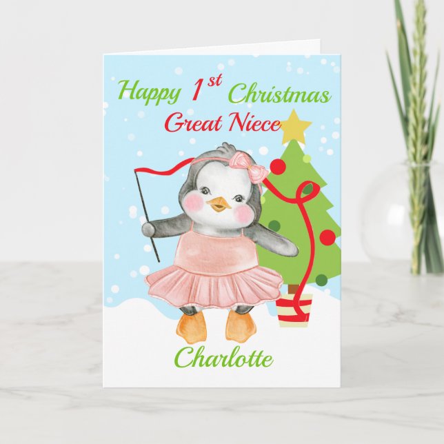 Gran Niña Feliz Primer Navidad Penguin Ballerina (Anverso)
