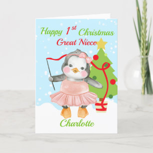Gran Niña Feliz Primer Navidad Penguin Ballerina