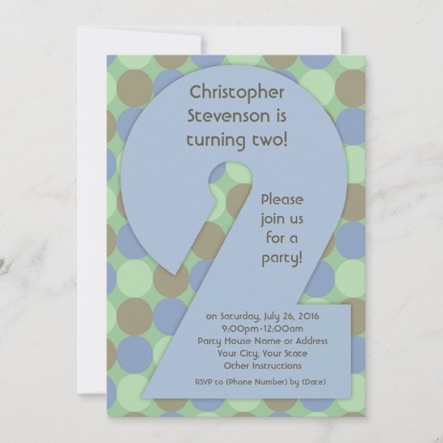 Gran Número 2 Invitaciones a la Fiesta de Cumpleañ (Anverso)