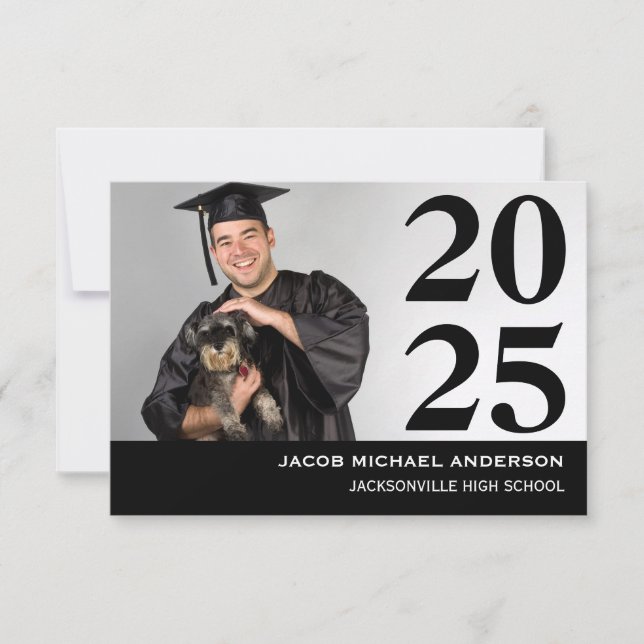 Gran número negro - Invitación de graduación 3x5 (Anverso)