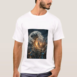 Gran Ola de Basura Camiseta de Hombre City Art
