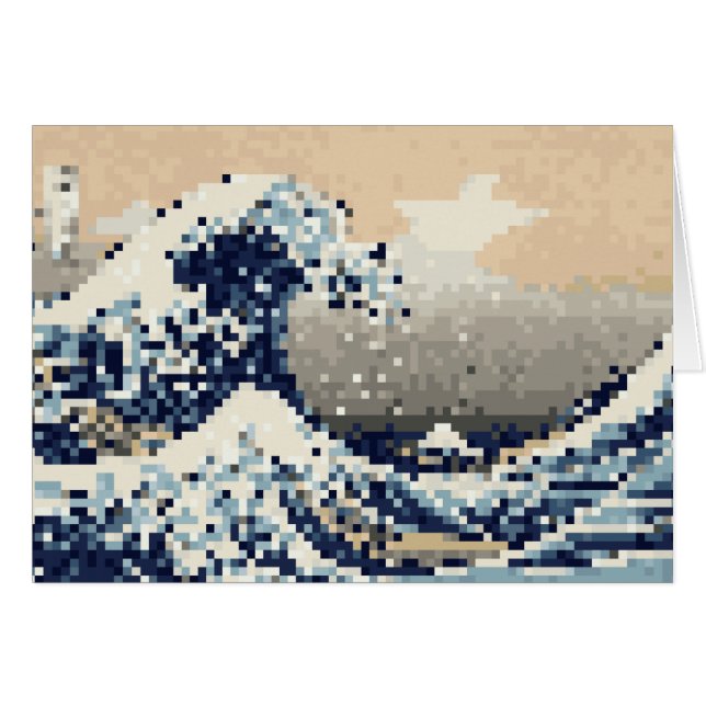 Gran ola de Kanagawa Tarjeta de Arte Pixel de 8 bi (Anverso (Horizontal))