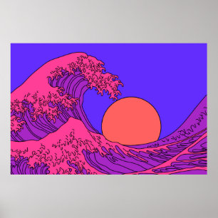 Gran ola en estilo de arte pop de vaporwave. Ver d
