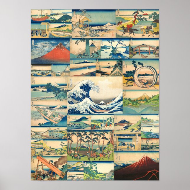 Gran ola Hokusai Monte Fuji Impresiones Japonesas (Frente)