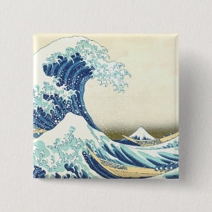 Gran onda de Katsushika del botón de Kanagawa