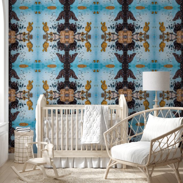 Gran pared azul claro y marrón antiguo (Niños)