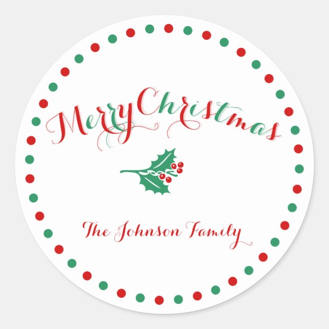 Gran pegatinas de Navidad de Personalizado verde r (Anverso)