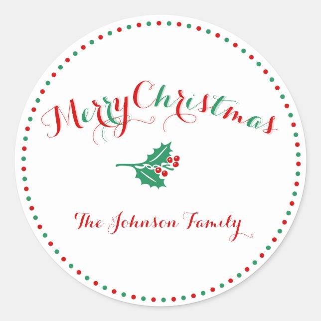 Gran pegatinas de Navidad de Personalizado verde r (Anverso)