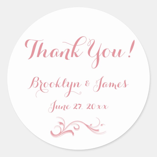 Gran Personalizado Gracias Pegatinas De Boda Rosa  (Anverso)