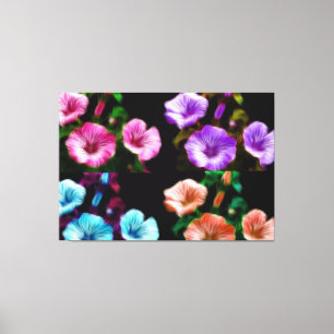 Gran Petunias Cuadtych Art Lienzo envuelto