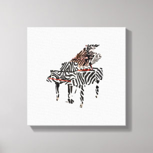 Gran Piano de cebra ~ 12x12.75 Lienzo grueso