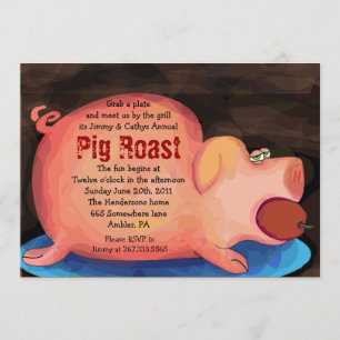 GRAN PIGGY Pig Roast Bar-B-Que Party Invitación de