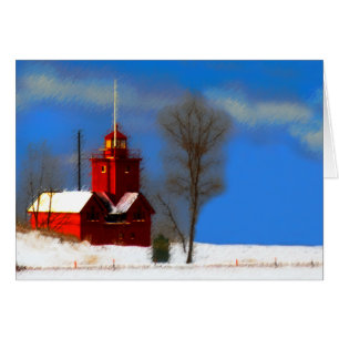 Gran pintura de faro rojo - Arte original