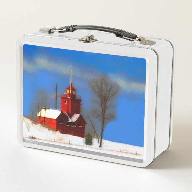 Gran pintura de faro rojo - Arte original (Anverso)