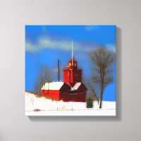 Gran pintura de faro rojo - Arte original