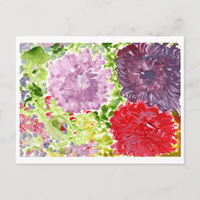 Gran postal de flores púrpura y rosa (Anverso)