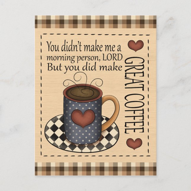 Gran postal del personalizado del café divertido (Anverso)