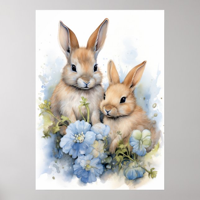 Gran Poster - Arte de niño de conejo conejo chiqui (Frente)