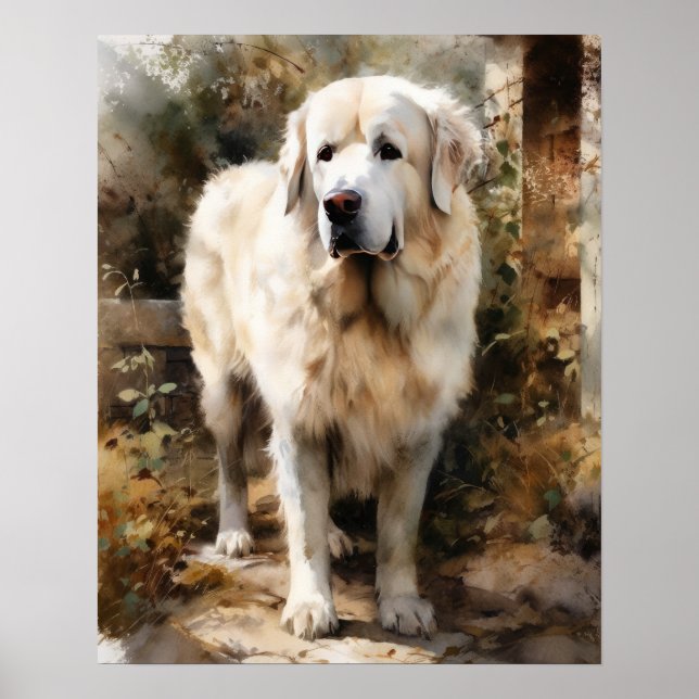 Gran Poster de arte de perro de los Pirineos (Frente)