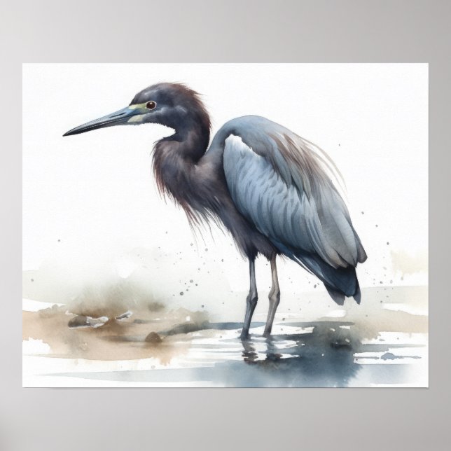 Gran Poster de impresión de arte de aves de garza  (Frente)