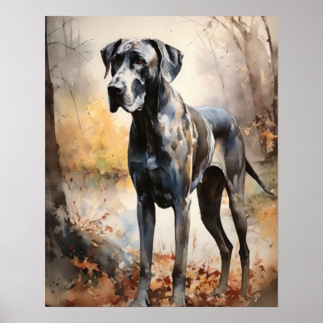 Gran Poster de impresión de arte de perro danés (Frente)