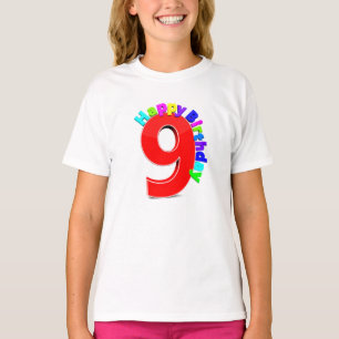 Gran Red Número 9 con camisetas de cumpleaños de t