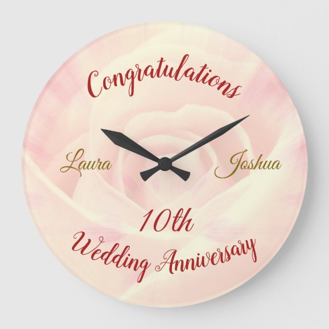 Gran reloj de aniversario Boda personalizado (Anverso)