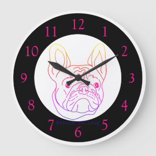 Gran reloj de Bulldog francés colorido