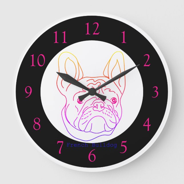 Gran reloj de Bulldog francés colorido (Anverso)