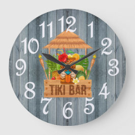 Gran reloj de la barra de Tiki Rústica gris