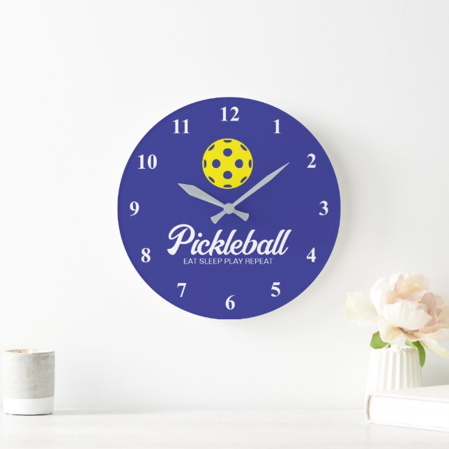Gran reloj de pared de deportes de pickleball con  (Hogar)