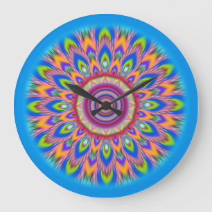 Gran reloj de pared psicodélico de Mandala blues