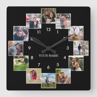 Gran reloj negro de la pareja de Collages de fotos