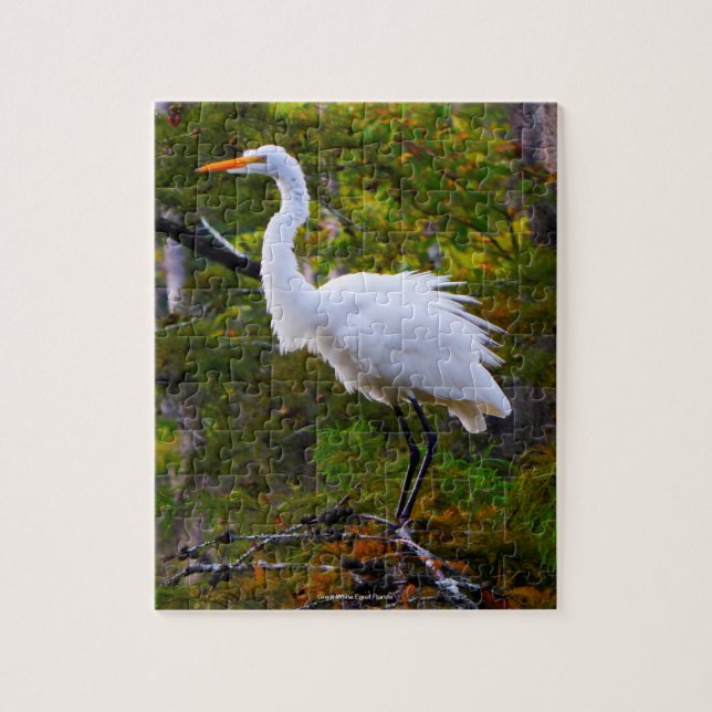 Gran rompecabezas de Egret Blanco Florida Jigsaw (Vertical)