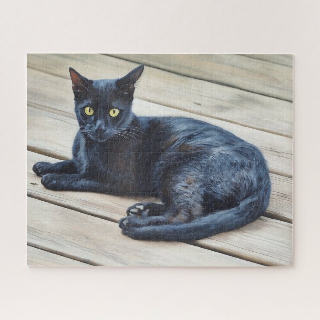 Gran rompecabezas del arte del gato negro (Horizontal)