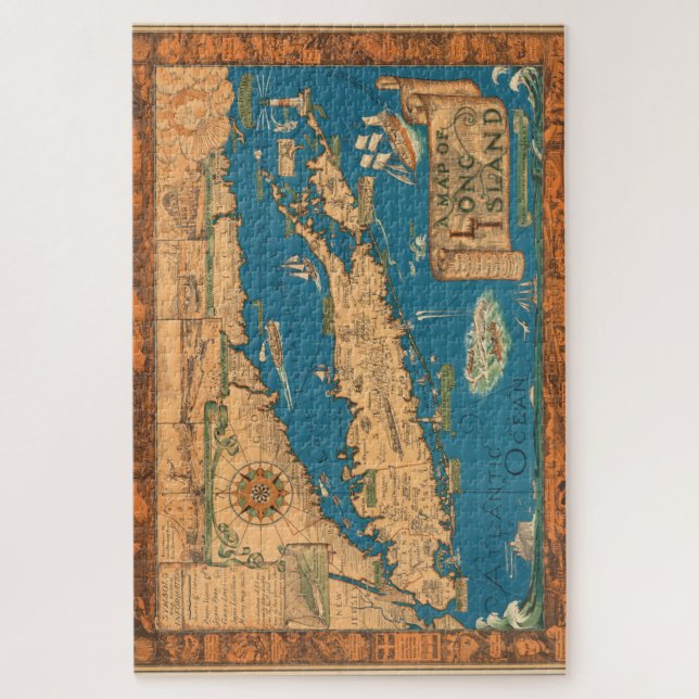 Gran rompecabezas del mapa de Long Island (Vertical)