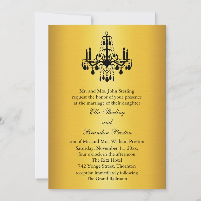 Gran Salón de Baile Invitación a la Boda 2 (oro y  (Anverso)