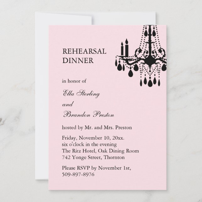 Gran salón de baile Invitación a la cena (rosa) (Anverso)