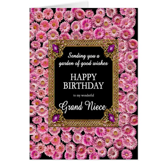 Gran sobrina Cumpleaños Rosa Daisies (Frente)