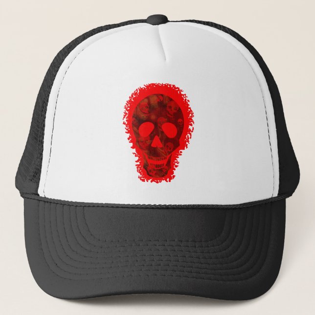 Gran sombrero de camionero rojo Skull (Anverso)