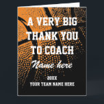 Gran tarjeta de agradecimiento para entrenador de<br><div class="desc">Gran tarjeta de agradecimiento para entrenador de baloncesto. Gran tarjeta XL Extra gran cantidad de saludo por agradecer a entrenadores deportivos / entrenador de equipo de secundaria, entrenador de mamá o papá, etc. texto de plantilla de personalizable en tipografía deportiva. Agregue el mensaje, año o fecha del personalizado más el...</div>