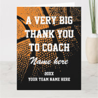 Gran tarjeta de agradecimiento para entrenador de 